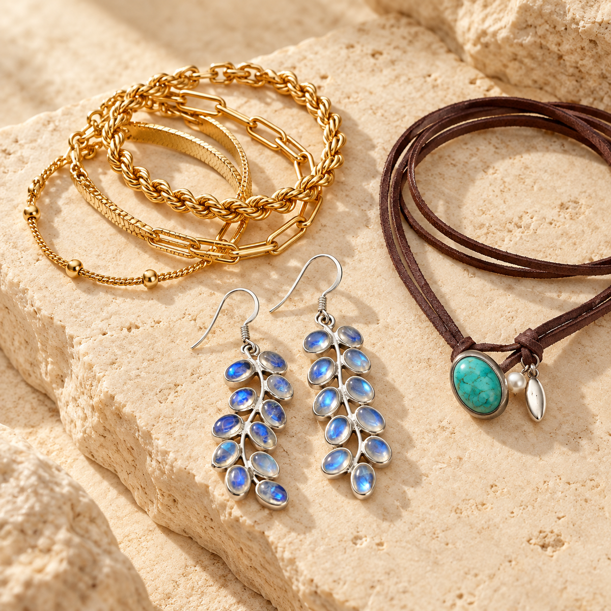 Selección de joyas de la colección Bohemian de Aura del Sol