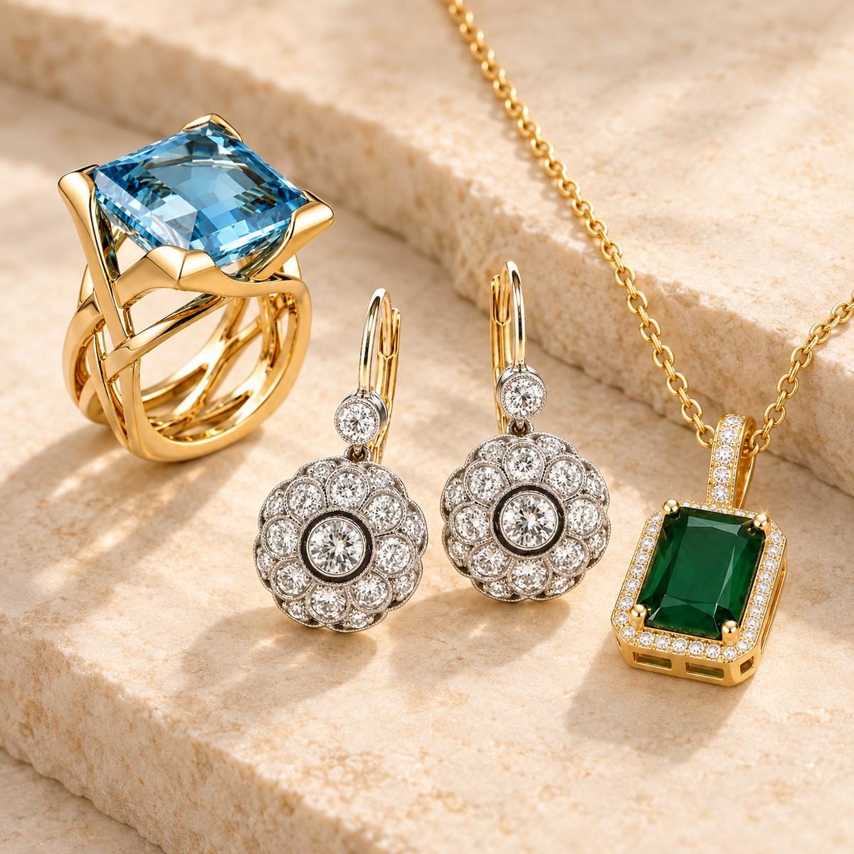 Selección de joyas de la colección Crystal & Sparkle de Aura del Sol