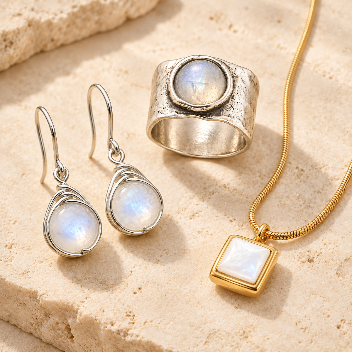Selección de joyas de la colección moonstone