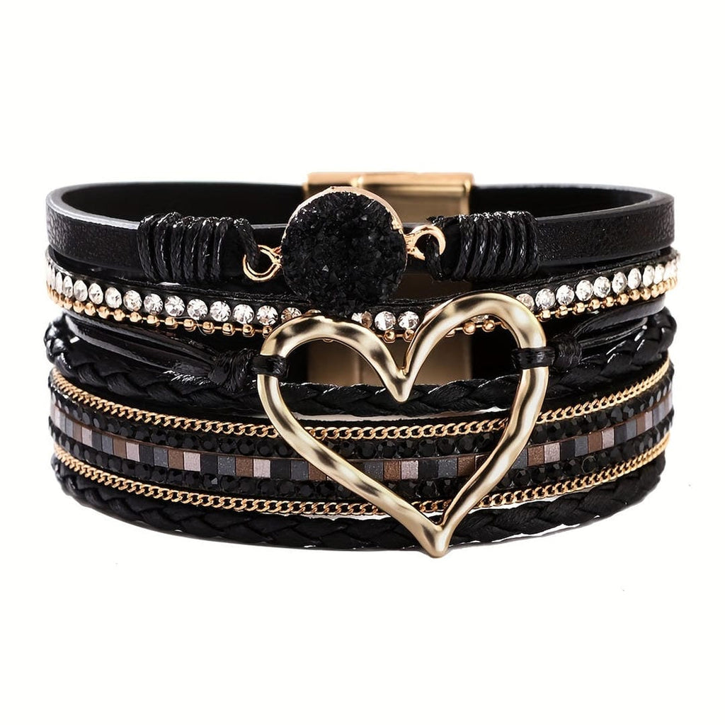 Pulsera de cuero multicapa bohemia