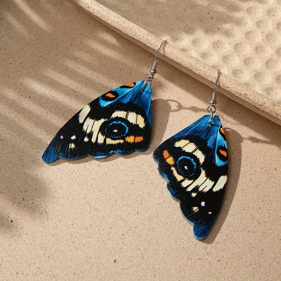 Pendientes de ala de mariposa azul medianoche