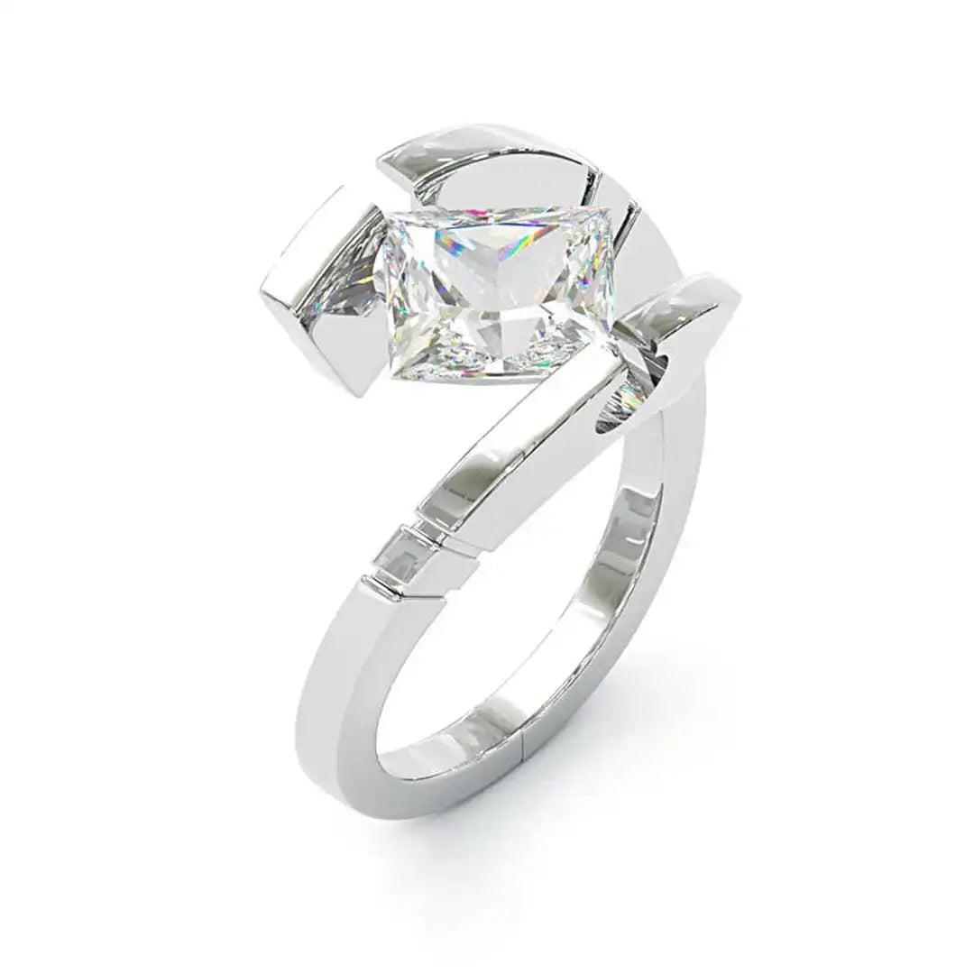 Anillo Abierto de Plata con Circonita Vintage