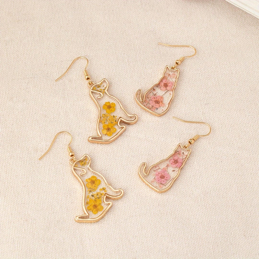 Pendientes colgantes silueta amiga floral