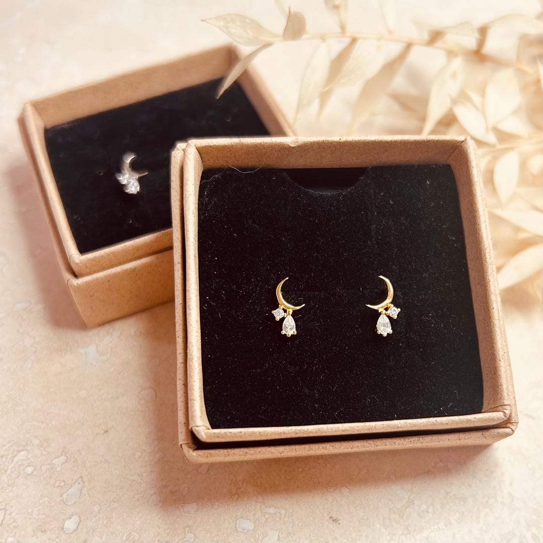 Pendientes de gota con media luna