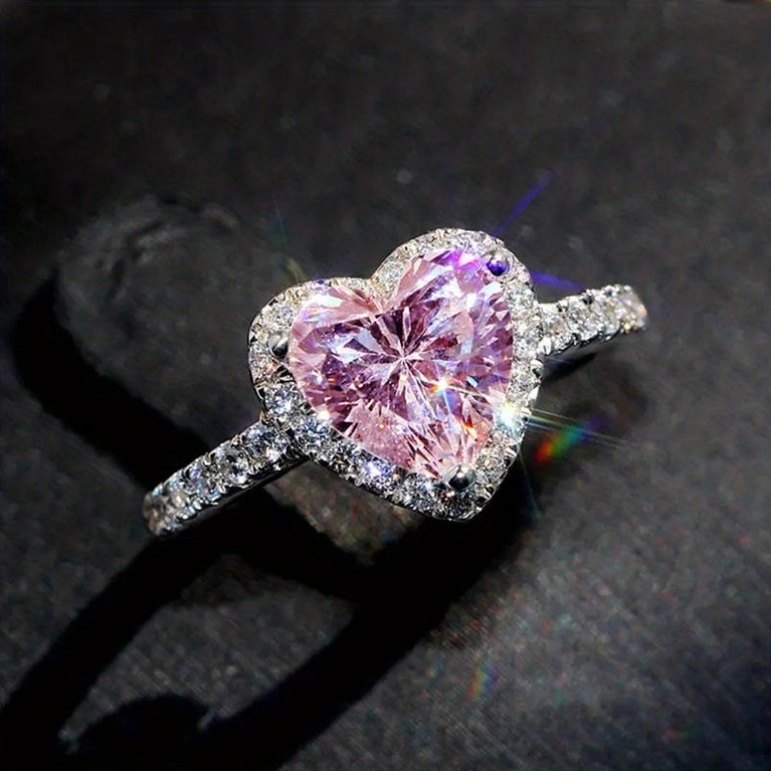 Anillo de cristal Halo Corazón Carmesí