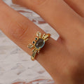 Anillo Ajustable de Cangrejo Mini con Gema