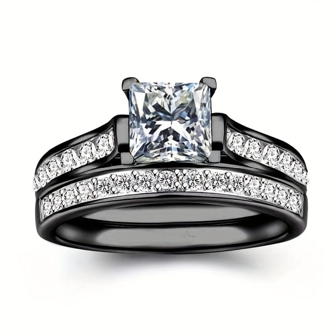Anillo de promesa Pave Dark