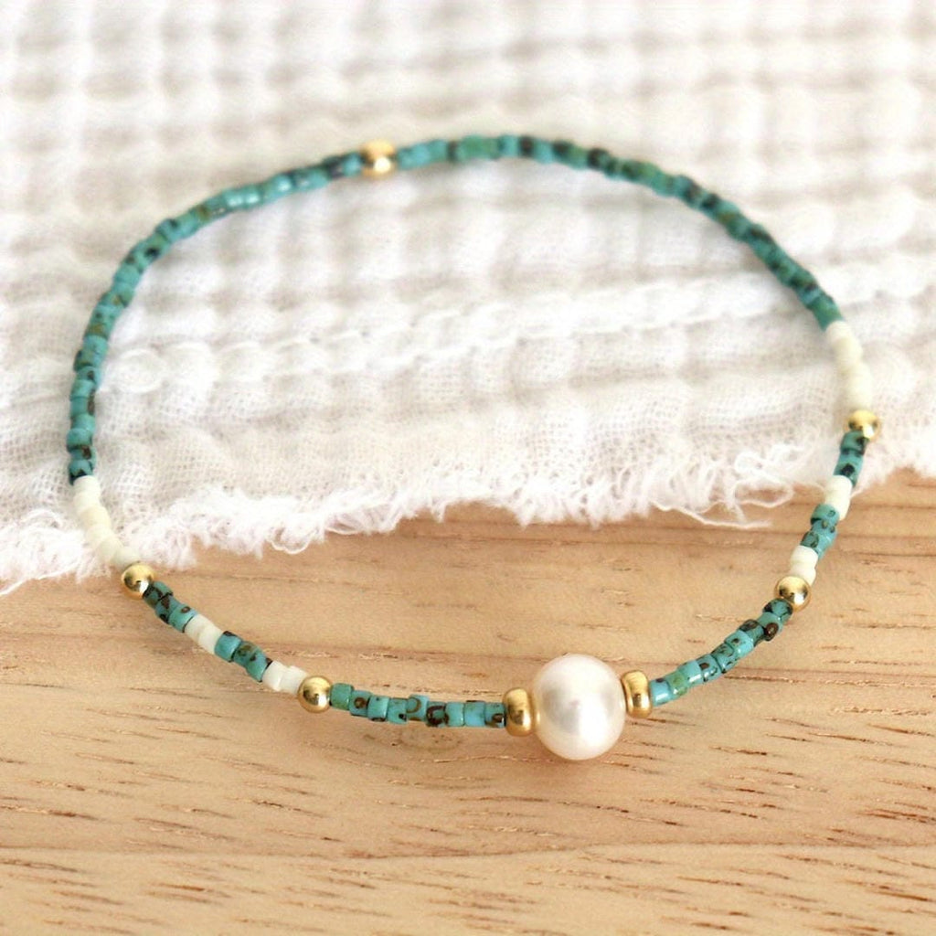 Pulsera de abalorios de perlas costeras