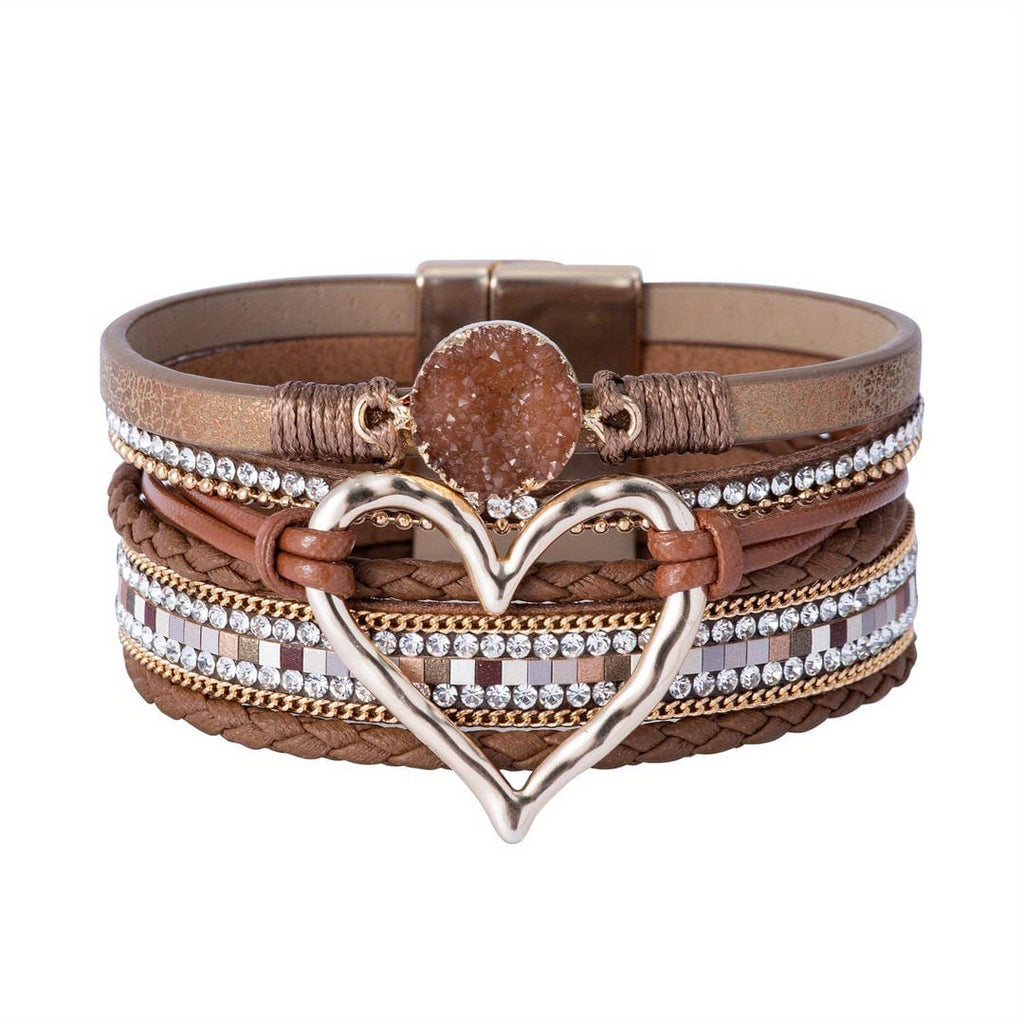 Pulsera de cuero multicapa bohemia