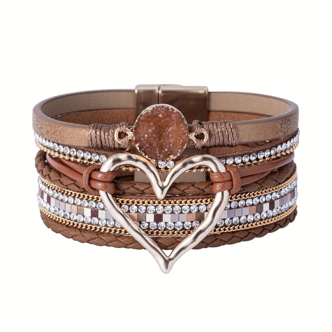 Pulsera de cuero multicapa bohemia
