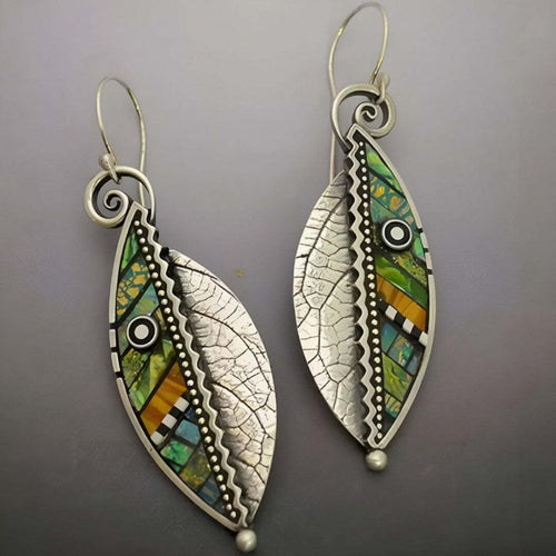 Pendientes de Hoja Mosaico Bohemio