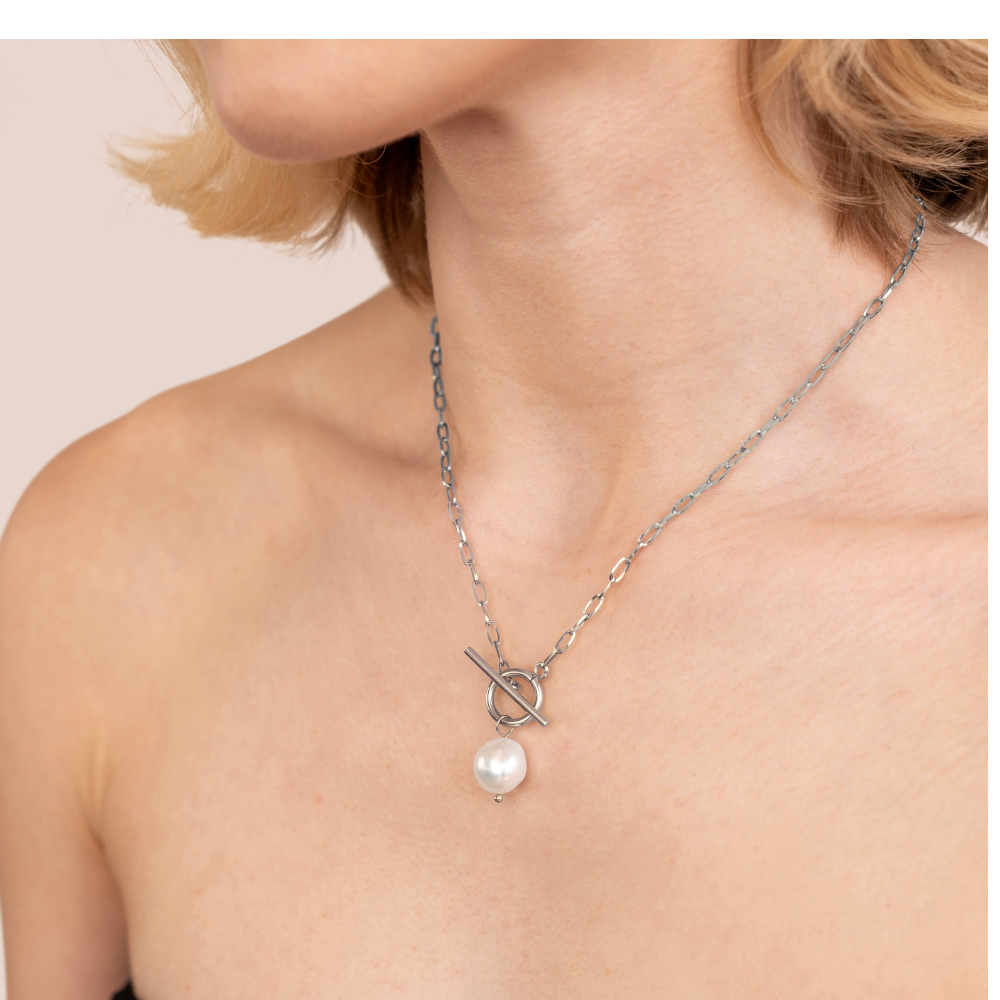 Collar de plata con perlas de agua dulce Eva