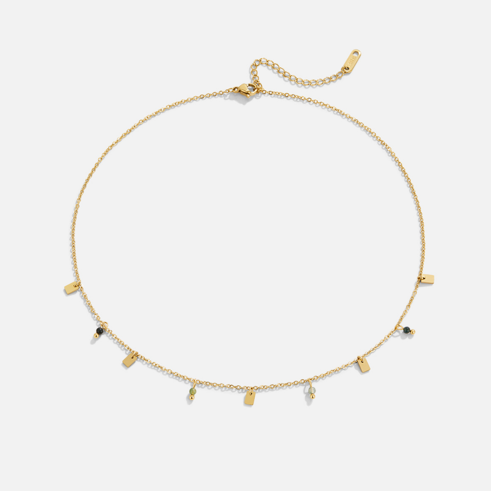 Collar con colgante cuadrado tipo gota Tara Gold