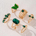 Juego de anillos apilables esmeralda