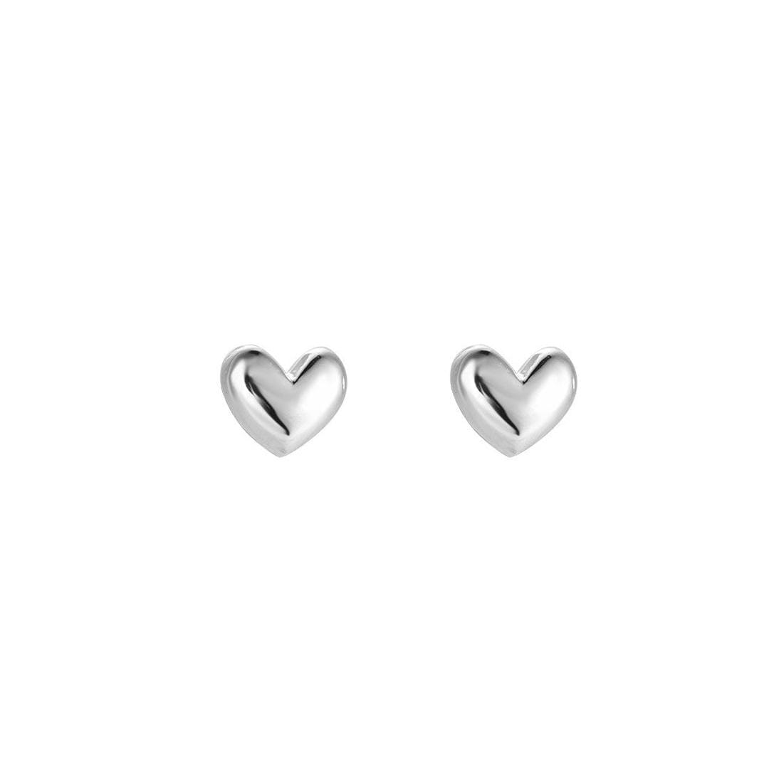 Pendientes de botón pulidos de corazón sólido