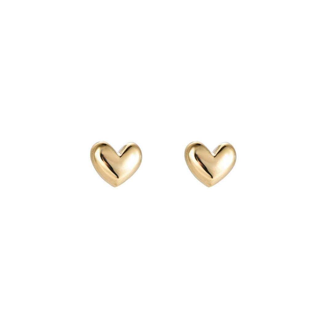 Pendientes de botón pulidos de corazón sólido