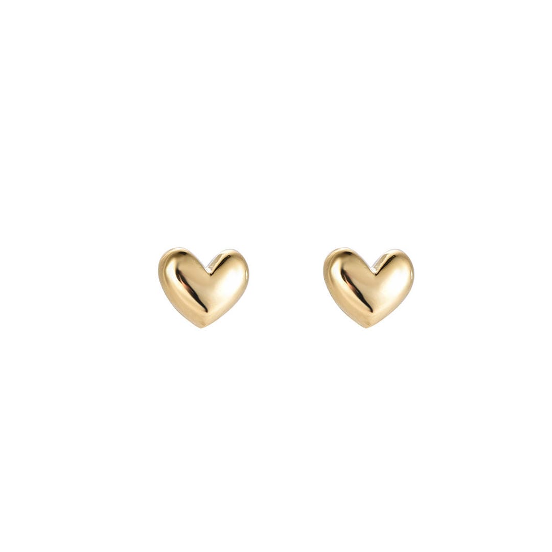Pendientes de botón pulidos de corazón sólido