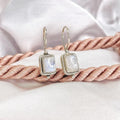 Pendientes de piedra lunar cuadrados Lustre