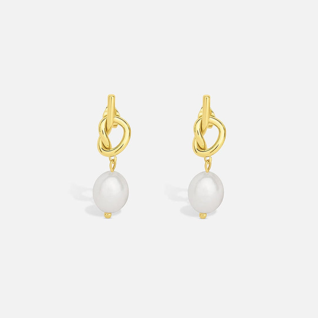 Pendientes de oro con nudo de perlas elegantes