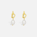 Pendientes de oro con nudo de perlas elegantes