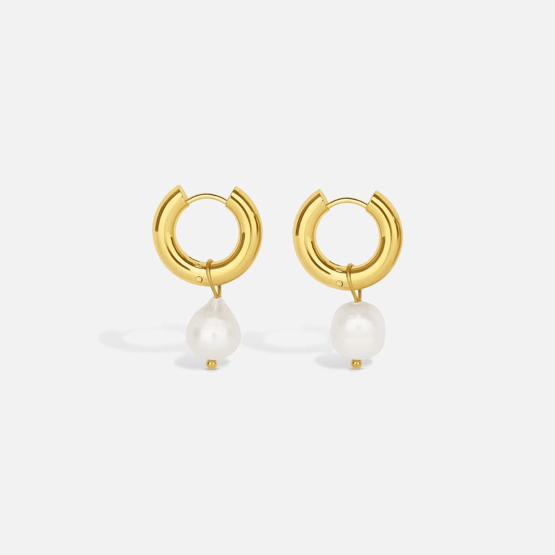 Pendientes de Oro Atemporales con Perlas Colgantes