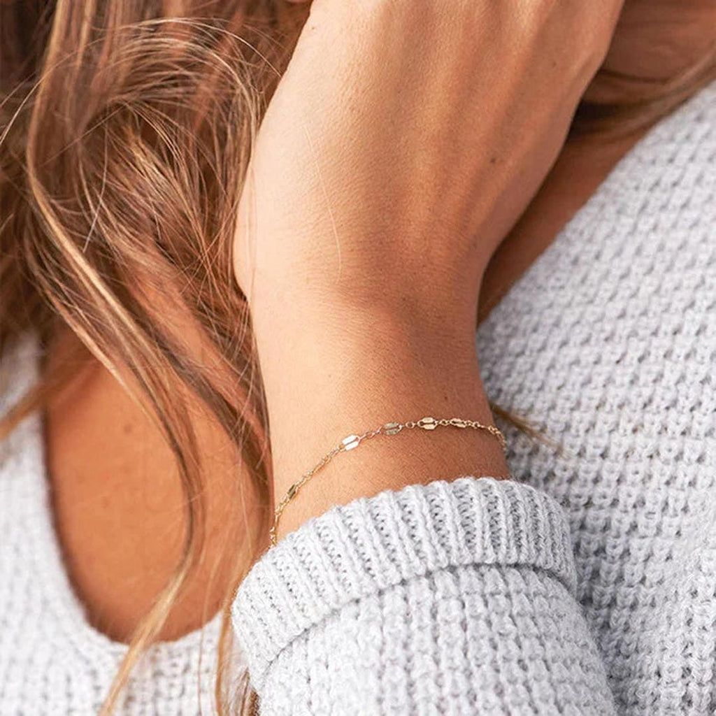 Elegante Pulsera de Encaje de Doble Capa