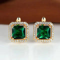 Pendientes de oro con circonita cuadrada verde dorado
