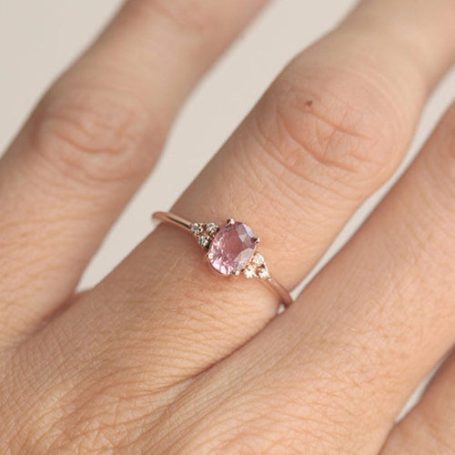 Anillo Susurro de Cristal de Morganita Rubor