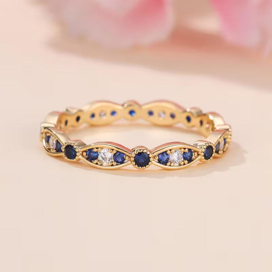 Anillo Brillante Elegancia Azul