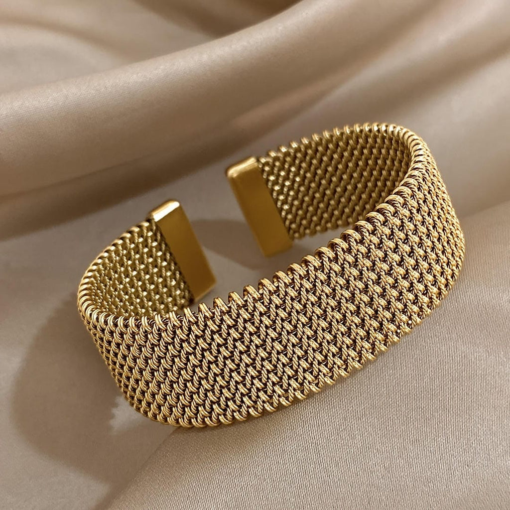 Pulsera ajustable chapada en oro, tejida