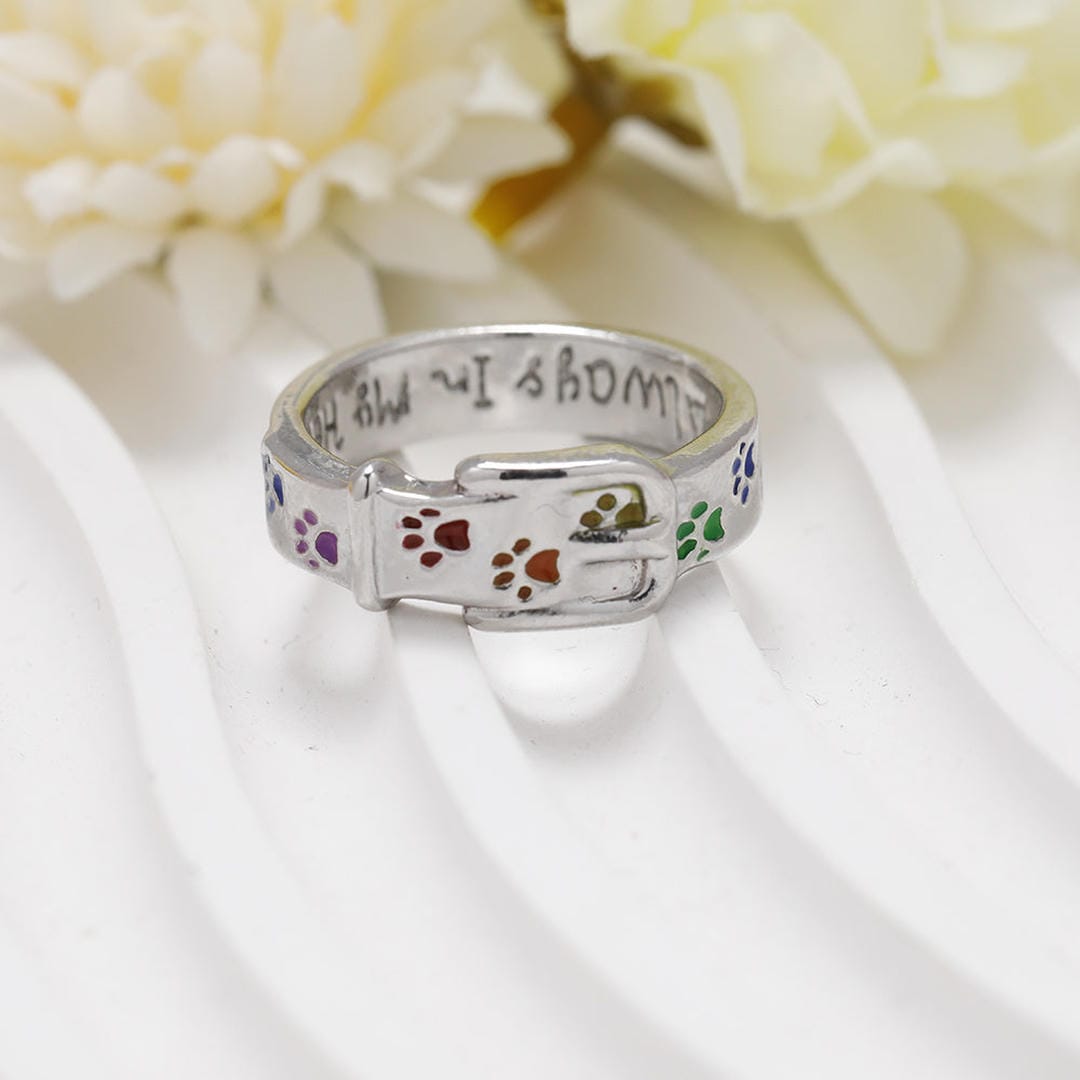 Anillo con Collar de Pata "Siempre en mi Corazón"