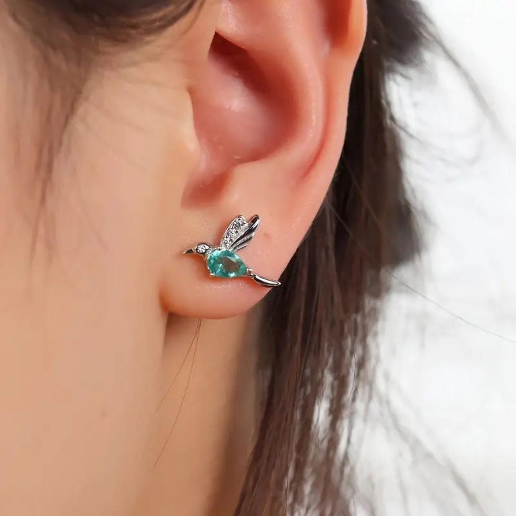 Pendientes de circonita con forma de colibrí