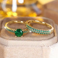 Anillo Dúo Serena Esmeralda Bañado en Oro