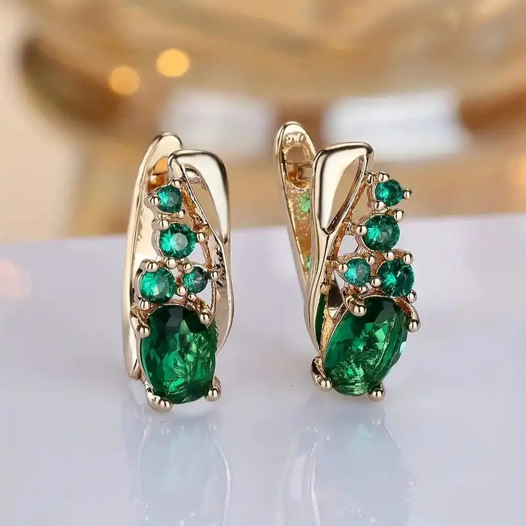 Pendientes Colgantes Esmeralda y Oro