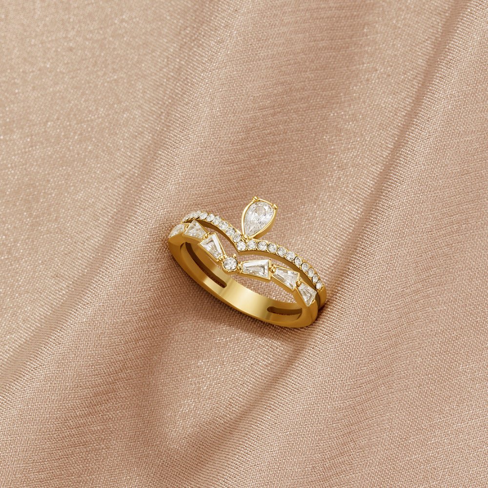 Anillo de cristal Lilly de oro de 18K