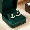 Aretes de corazón con aretes de chaqueta de perlas