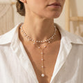 Collar en capas de perlas y cadena en Y