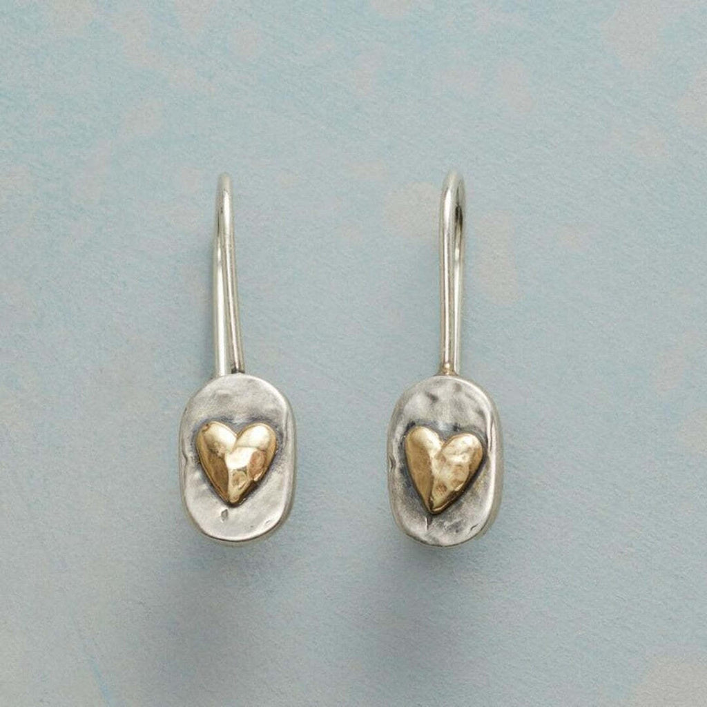 Pendientes de Corazón con Incrustaciones Doradas Estilo Vintage