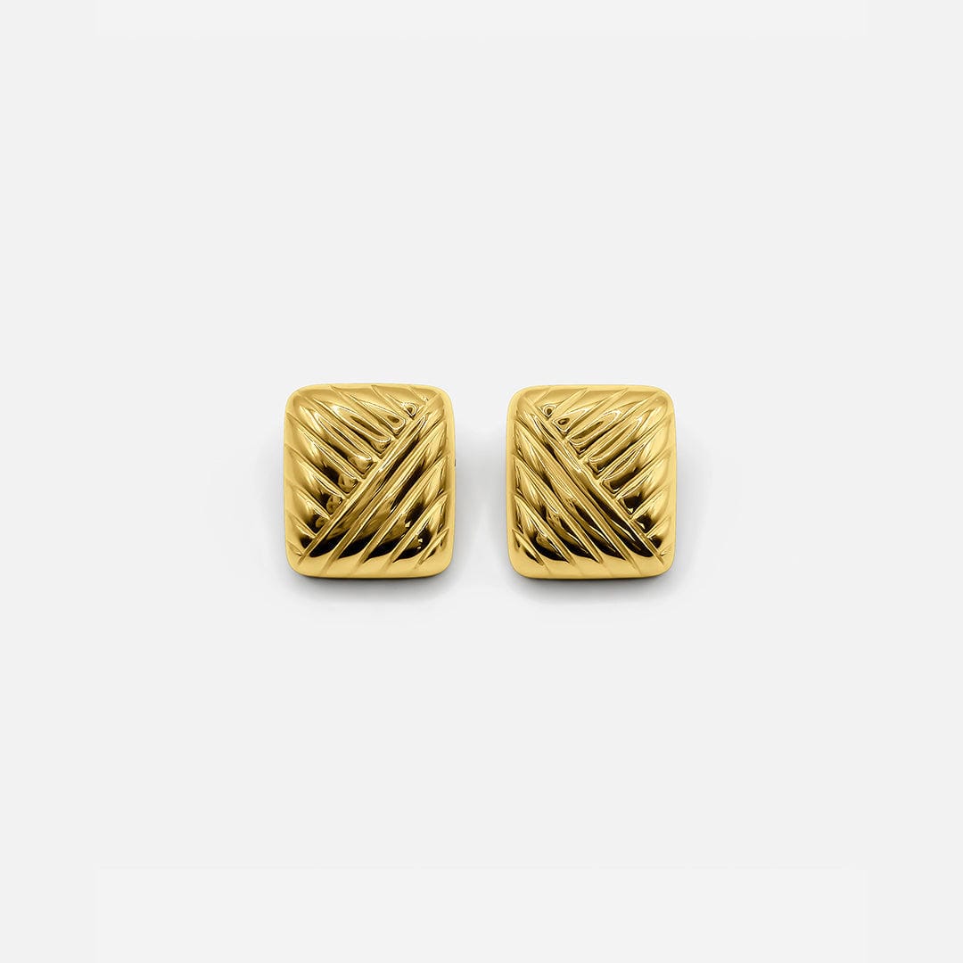 Pendientes de tachuela rectangulares dorados de estilo vintage