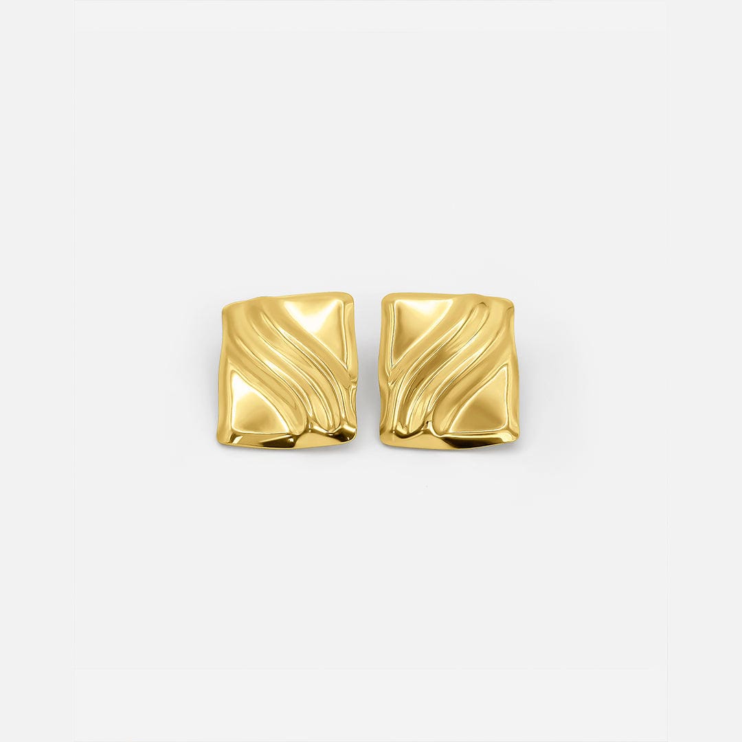 Pendientes de botón atemporales de oro con forma de cubo
