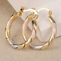 Pendientes de aro redondos vintage de oro, plata y rosa