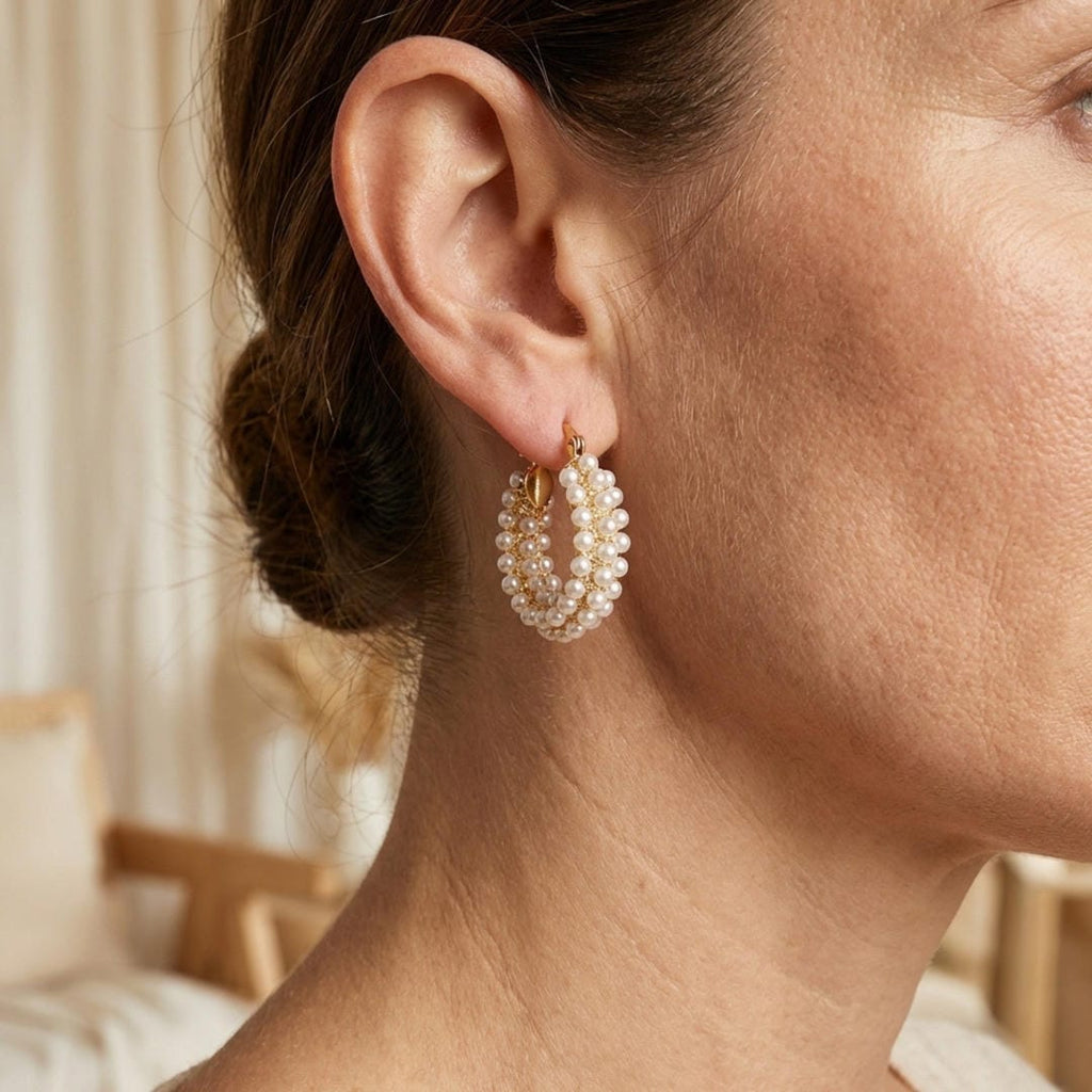 Pendientes de aro con perlas