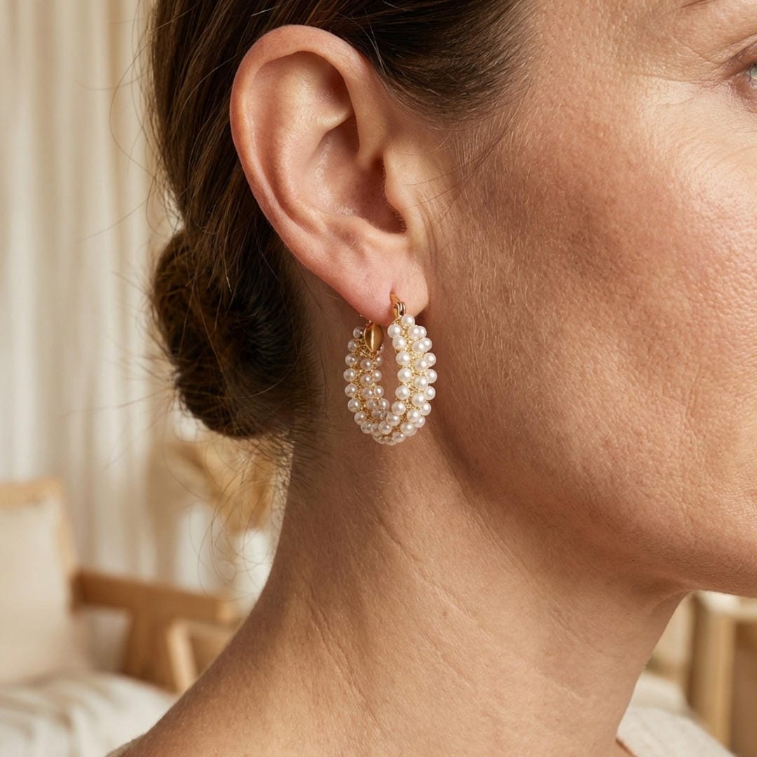 Pendientes de aro con perlas