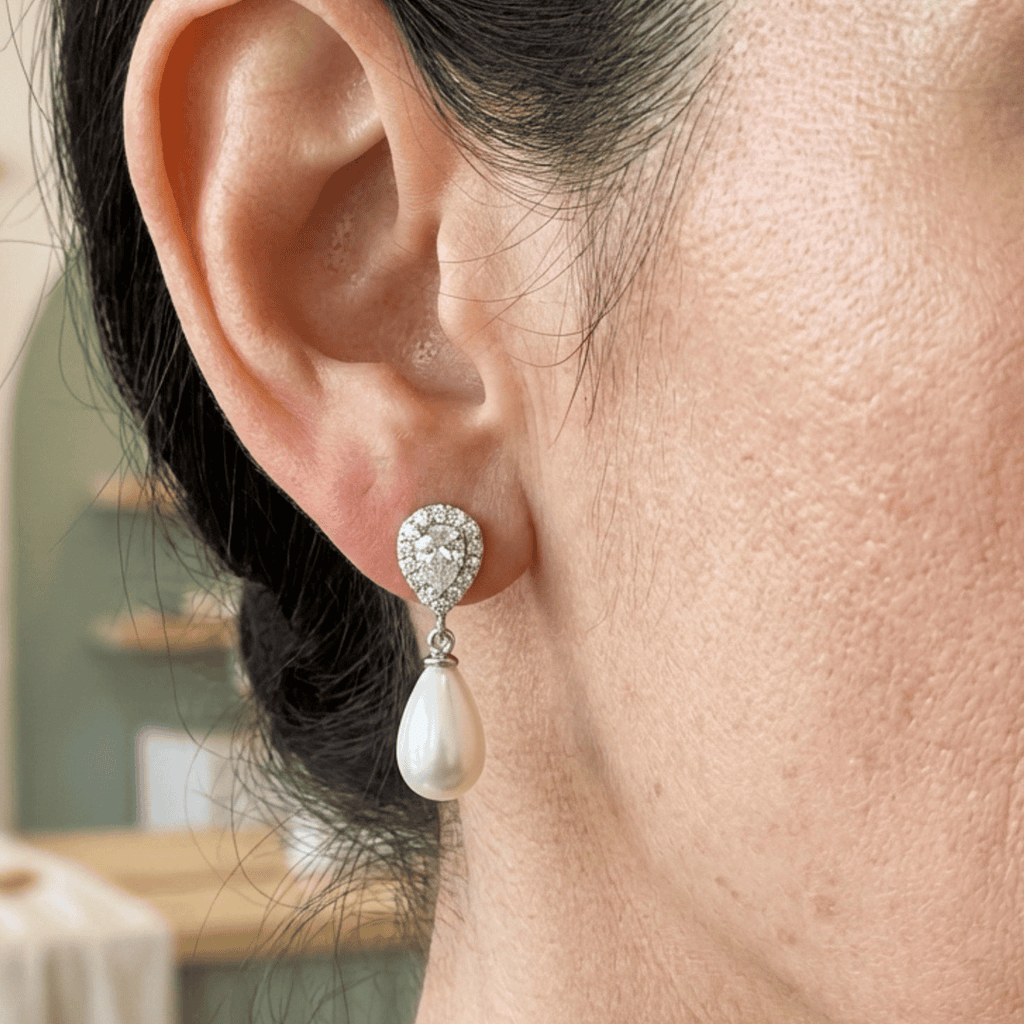 Pendientes de gota de perla en forma de lágrima