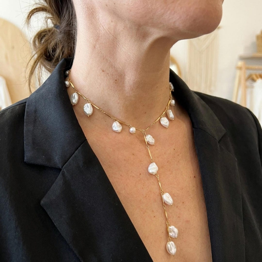 Collar Y-Lariat Cascada de Perlas