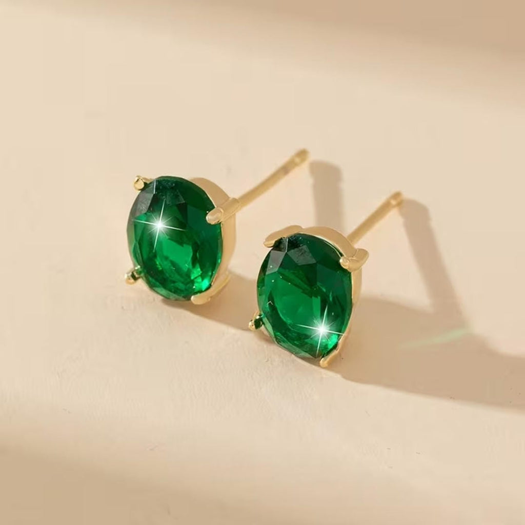 Pendientes Ovalados de Esmeralda Gleam