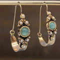 Aretes de argolla con perlas cabujón y plata clásica
