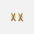 Pendientes modernos dorados en forma de X
