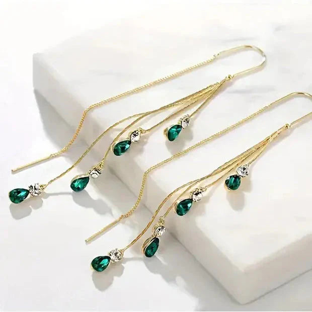 Pendientes de borlas de lluvia verdes