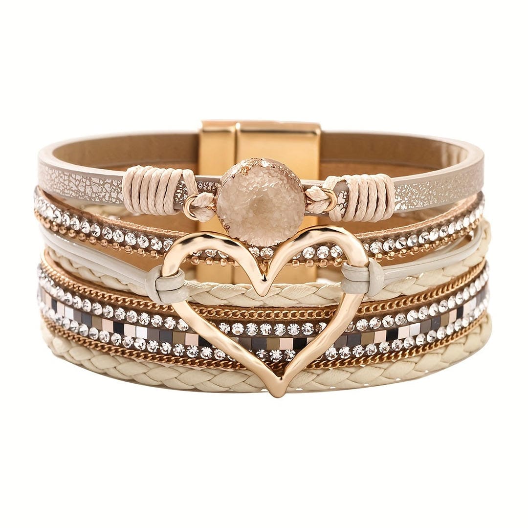 Pulsera de cuero multicapa bohemia